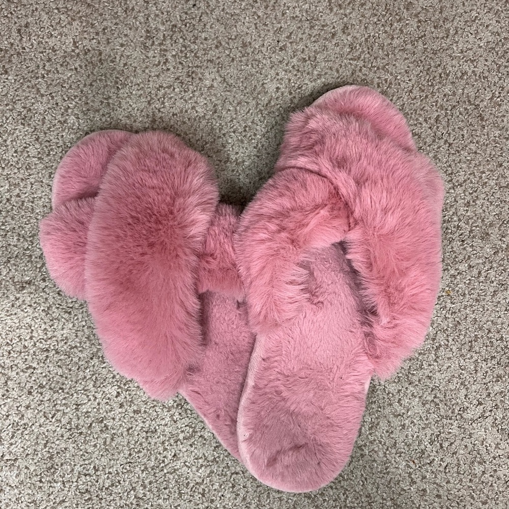 Pink fluffy slippers